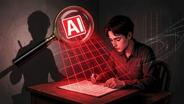 AI detector scanning student essay with false positive warning